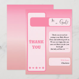 Pink Gradient Cute Eyeball Text Baby Shower サンキューカード