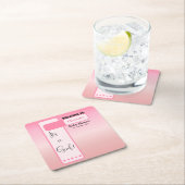 Pink Gradient Cute Eyeball Text Baby Shower スクエアペーパーコースター (インサイチュ)