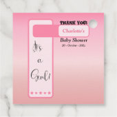 Pink Gradient Cute Eyeball Text Baby Shower フェイバータグ (裏面)