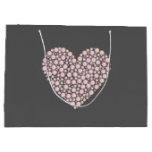 Pink Gradient Heart Circles – Dark Grey Minimal  ラージペーパーバッグ (裏面)
