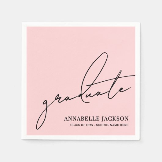 Pink Graduation スタンダードカクテルナプキン (正面)