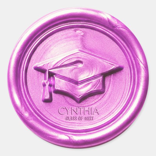 Pink Graduation Cap Wax Seal ラウンドシール (正面)