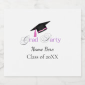 Pink Graduation Party with Custom Name and Class スパークリングワインラベル (シングルラベル)