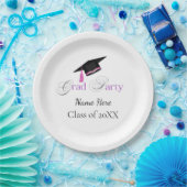 Pink Graduation Party with Custom Name and Class ペーパープレート (パーティー)