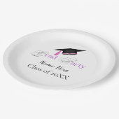 Pink Graduation Party with Custom Name and Class ペーパープレート (アングル)