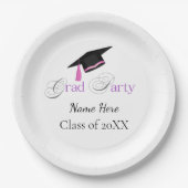 Pink Graduation Party with Custom Name and Class ペーパープレート (正面)