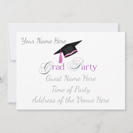 Pink Graduation Party with Custom Name and Class 招待状 (正面)