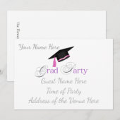 Pink Graduation Party with Custom Name and Class 招待状 (正面/裏面)