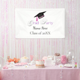 Pink Graduation Party with Custom Name and Class 横断幕