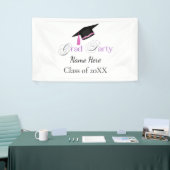 Pink Graduation Party with Custom Name and Class 横断幕 (トレードショー)