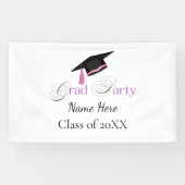 Pink Graduation Party with Custom Name and Class 横断幕 (横)