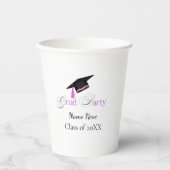 Pink Graduation Party with Custom Name and Class 紙コップ (正面)