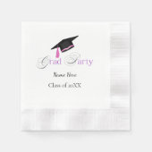 Pink Graduation Party with Custom Name and Class 縁ありカクテルナプキン (正面)