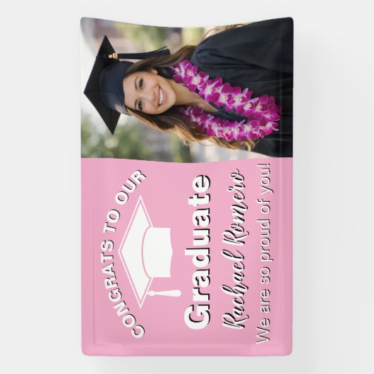 Pink Graduation Photo 横断幕 (縦)