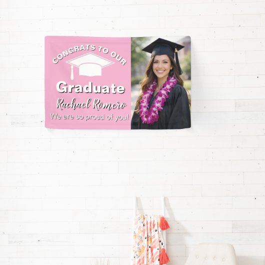 Pink Graduation Photo 横断幕 (インサイチュ)