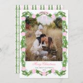 Pink Grandmillennial Photo Christmas Card 招待状 (正面/裏面)