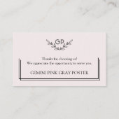 Pink/Gray、お客様のご協力に感謝します。 名刺 (裏面)