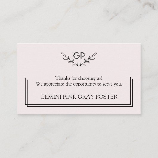 Pink/Gray、お客様のご協力に感謝します。 名刺 (裏面)