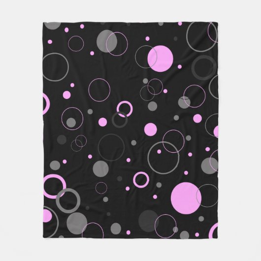 Pink Gray abstract seamless pattern with circles. フリースブランケット (正面)