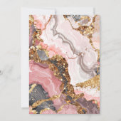 Pink, Gray and Gold Marble Agate Birthday Party サンキューカード (裏面)