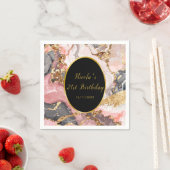 Pink, Gray and Gold Marble Agate Birthday Party スタンダードカクテルナプキン (インサイチュ)