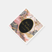 Pink, Gray and Gold Marble Agate Birthday Party スタンダードカクテルナプキン (角)