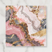 Pink, Gray and Gold Marble Agate Birthday Party フェイバータグ (裏面)