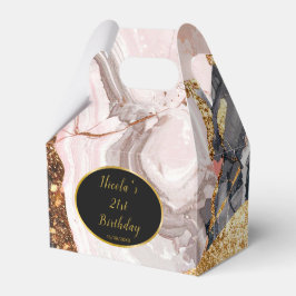 Pink, Gray and Gold Marble Agate Birthday Party フェイバーボックス