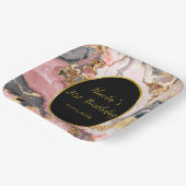 Pink, Gray and Gold Marble Agate Birthday Party ペーパープレート (傾斜あり)