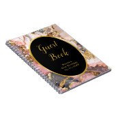 Pink, Gray and Gold Marble Birthday Guest Book ノートブック (右側)