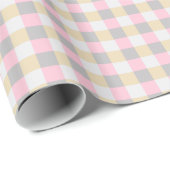 Pink Gray And Yellow Gingham  ラッピングペーパー (ロールコーナー)