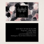 Pink Gray Black Monogram Modern Business Cards (正面&裏面)