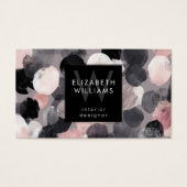 Pink Gray Black Monogram Modern Business Cards (正面)
