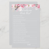 Pink Gray Bridal Shower How well do you Game Card (正面/裏面)
