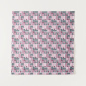 Pink gray brown patchwork of square patches  タペストリー (正面)