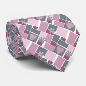 Pink gray brown patchwork of square patches  ネクタイ (ロール)