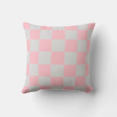 Pink Gray Checkerboard Pillow クッション (裏面)