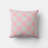 Pink Gray Checkerboard Pillow クッション (正面)
