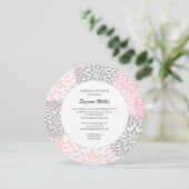Pink Gray Dahlia Round BRIDAL SHOWER INVITE 招待状 (スタンド正面)