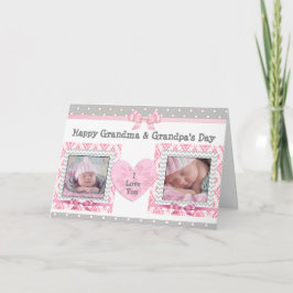 Pink & Gray Grandparent's Day "I Love You"カード カード