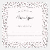 Pink Gray Leopardフレーム(名前蔵書票) スクエアシール (正面)