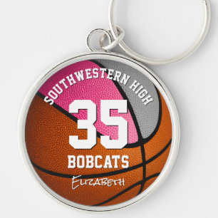 pink gray sports team name girls basketball キーホルダー