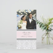Pink Gray Thank You'結婚s Photo Card サンキューカード (スタンド正面)