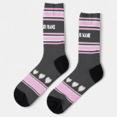 Pink, gray, white- Name heart Socks ソックス (左)