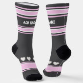 Pink, gray, white- Name heart Socks ソックス (傾斜あり)