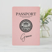 Pink Greece Passport日付カードの保存 セーブザデート (スタンド正面)