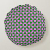 Pink Green Abstract Checker Square Pattern ラウンドクッション (裏面)