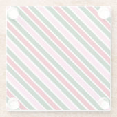  Pink Green and Red Christmas Candy Cane Stripes  ガラスコースター (裏面)