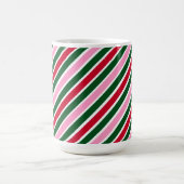 Pink Green and Red Christmas Candy Cane Stripes コーヒーマグカップ (中央)