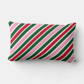  Pink Green and Red Christmas Candy Cane Stripes  ランバークッション (裏面)